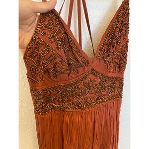 NWOT Boho Beaded Strappy Back Dress